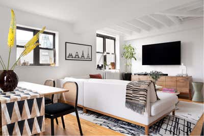  Bohemian Scandinavian Bachelor Pad Living Room. Clinton Hill Condo by MK Workshop.