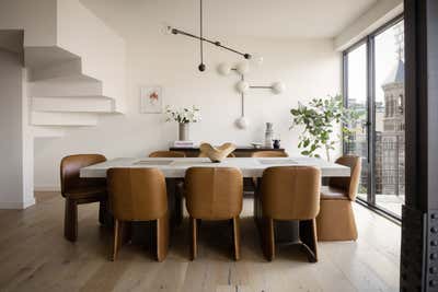 Transitional Bachelor Pad Dining Room. Clinton Hill Duplex by MK Workshop.