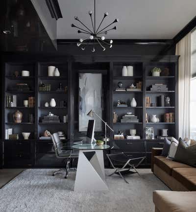  Art Deco Transitional Bachelor Pad Office and Study. A Penthouse by Brynn Olson Design Group.