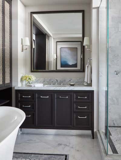  Traditional Transitional Bachelor Pad Bathroom. A Penthouse by Brynn Olson Design Group.