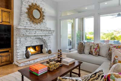  Moroccan Mediterranean Family Home Living Room. Spanish Revival "Color Splash" by Carlos King Design.