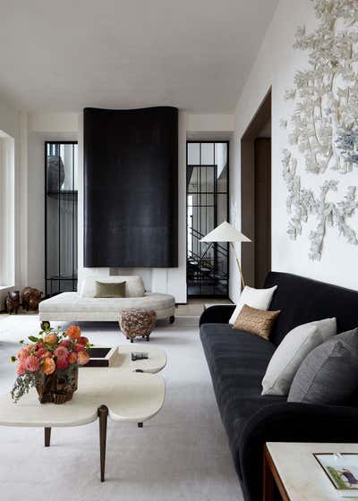  French Transitional Apartment Living Room. Tribeca Penthouse by Hines Collective.