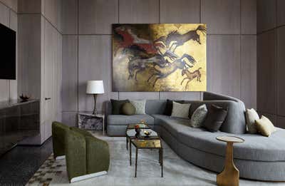  Transitional French Apartment Living Room. Tribeca Penthouse by Hines Collective.