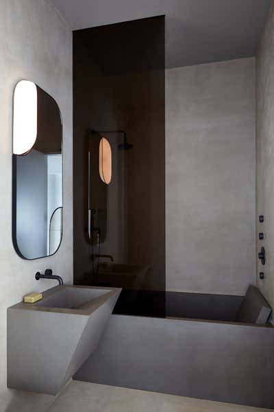  Minimalist Industrial Bathroom. Tribeca Penthouse by Hines Collective.