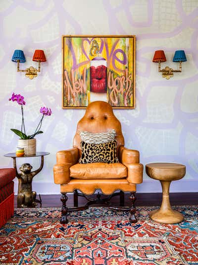  Maximalist Eclectic Vacation Home Living Room. Kips Bay Decorator Show House 2022 by Noz Design.