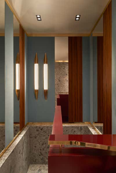 Mid-Century Modern Lobby and Reception. Oliver Peoples Boutique, Milan by Giampiero Tagliaferri.