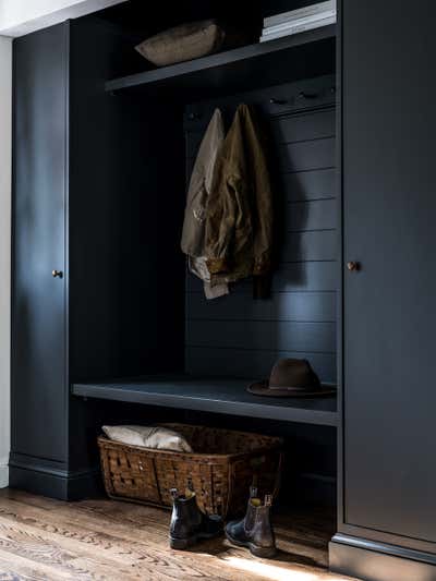  Transitional Family Home Entry and Hall. English Modernist by Moore House Design.