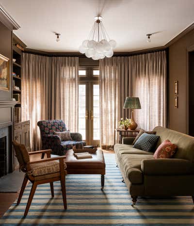  English Country Living Room. Cow Hollow by Heidi Caillier Design.