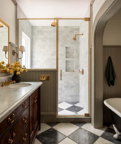  English Country Family Home Bathroom. Cow Hollow by Heidi Caillier Design.