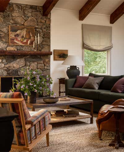  Transitional Living Room. Woodsy Connecticut by Heidi Caillier Design.