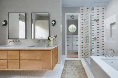  Transitional Family Home Bathroom. Bryker Woods by Avery Cox Design.
