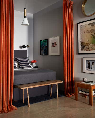 Transitional Mid-Century Modern Apartment Bedroom. Soho Loft by Robert Stilin.