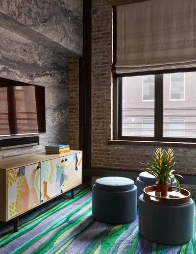  Mid-Century Modern Maximalist Apartment Bar and Game Room. West Chelsea Loft by de la Torre design studio llc.