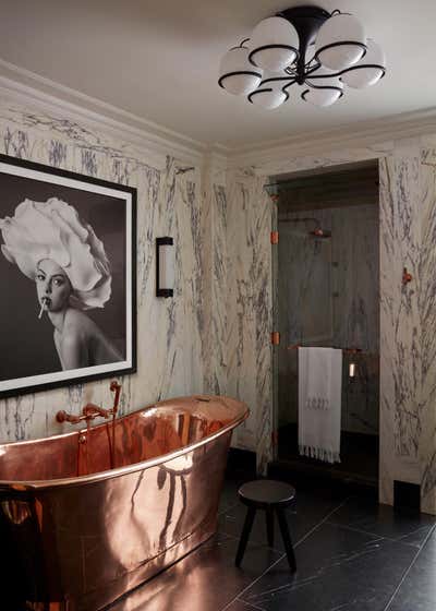 Mid-Century Modern Apartment Bathroom. Chelsea Apartment  by Shawn Henderson Interior Design.