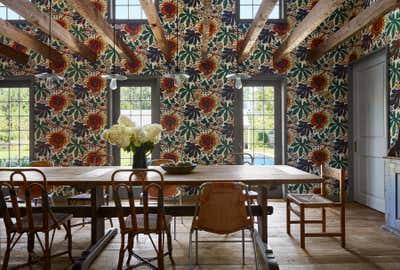  Country Family Home Dining Room. East Hampton Residence  by Neal Beckstedt Studio.