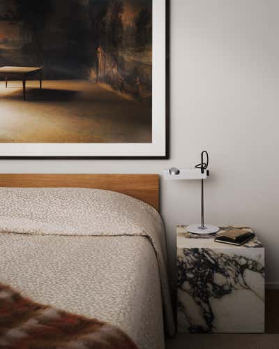  Mid-Century Modern Apartment Bedroom. West Village Apartment by Stadt Architecture.