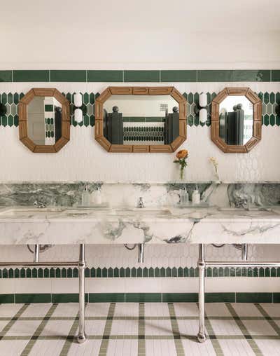  Hollywood Regency Preppy Hotel Bathroom. Canoe Place by Workstead.