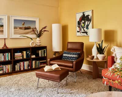  Mid-Century Modern Living Room. LES Writer's Nest by Gia Sharp Design LLC.