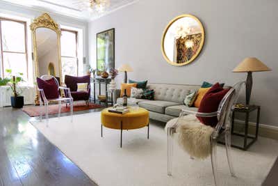  Hollywood Regency Family Home Living Room. Park Slope Art Wall by Gia Sharp Design LLC.
