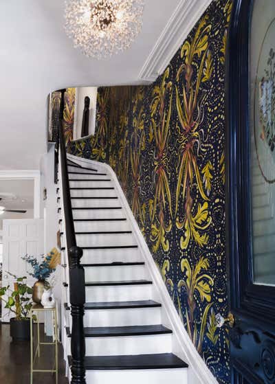 Transitional Family Home Entry and Hall. Park Slope Art Wall by Gia Sharp Design LLC.