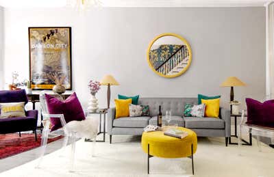  Mid-Century Modern Family Home Living Room. Park Slope Art Wall by Gia Sharp Design LLC.