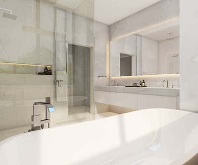 Modern Bachelor Pad Bathroom. Wilshire House  by Rocha Design Studio.