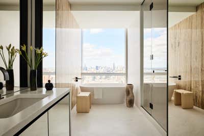 Contemporary Apartment Bathroom. Tribeca Contemporary by Jessica Gersten Interiors.