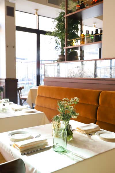 Art Deco Restaurant Dining Room. Felice 84 Montague by Sam Tannehill Interiors.