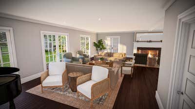 Beach Style Country House Living Room. Quogue Estate by Sam Tannehill Interiors.