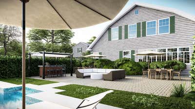  Beach Style Traditional Country House Patio and Deck. Quogue Estate by Sam Tannehill Interiors.