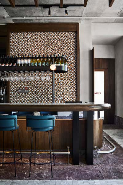  Mid-Century Modern Eclectic Restaurant Bar and Game Room. Frédéric by Léo Terrando Design.