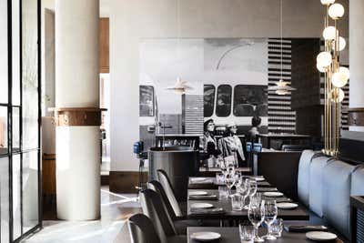  French Eclectic Restaurant Dining Room. Frédéric by Léo Terrando Design.