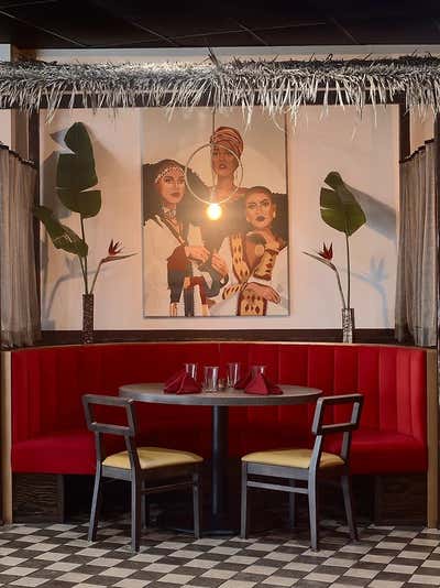  Bohemian Eclectic Tropical Restaurant Open Plan. Addis Ethiopian Kitchen by NOMITA JOSHI INTERIOR DESIGN.