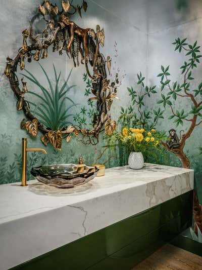  Eclectic Apartment Bathroom. Statement Piece by Kendall Wilkinson Design.