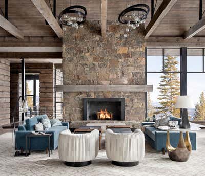  Modern Transitional Country House Living Room. Alpine Tranquility by Kendall Wilkinson Design.