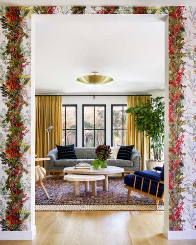  Maximalist Transitional Family Home Living Room. Larchmont Modern Bungalow by Murphy Deesign.
