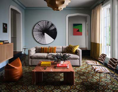  Bohemian Contemporary Family Home Living Room. Old Enfield Preservation by Ashby Collective.