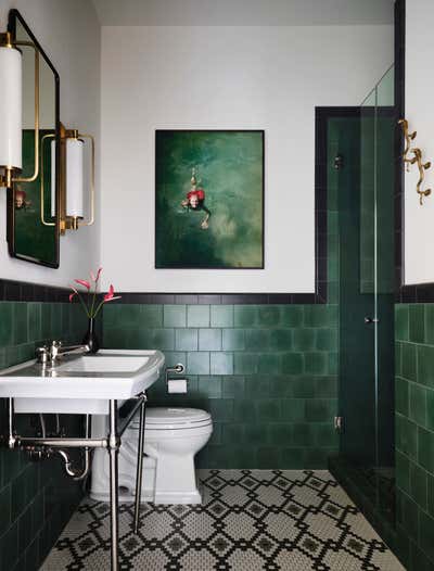  Bohemian Transitional Family Home Bathroom. Old Enfield Preservation by Ashby Collective.