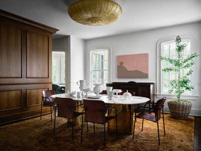  Bohemian Transitional Family Home Dining Room. Old Enfield Preservation by Ashby Collective.