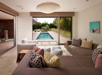  Beach Style Mediterranean Living Room. Sustainable Beach House by Maienza Wilson.
