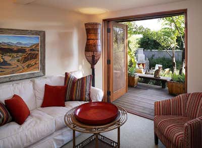 Beach Style Living Room. Montecito Garden Beach House by Maienza Wilson.