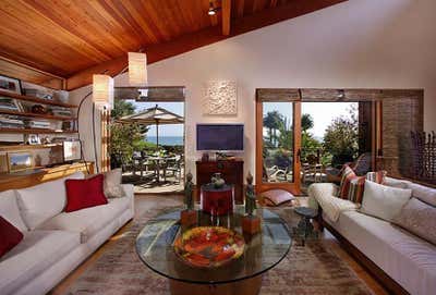  Asian Cottage Beach House Living Room. Montecito Garden Beach House by Maienza Wilson.