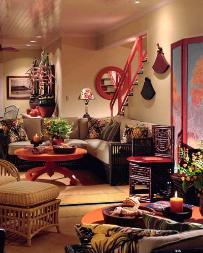  Moroccan Arts and Crafts Vacation Home Living Room. Honolulu Hideway, Architectural Digest by Maienza Wilson.