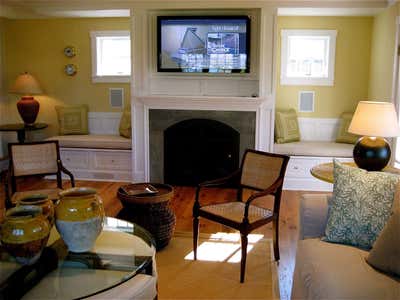  British Colonial Cottage Country House Living Room. Nantucket Compound by Maienza Wilson.