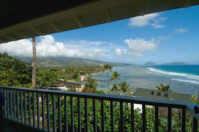  British Colonial Mediterranean Beach House Patio and Deck. Honolulu Black Point On Mauanalua Bay by Maienza Wilson.