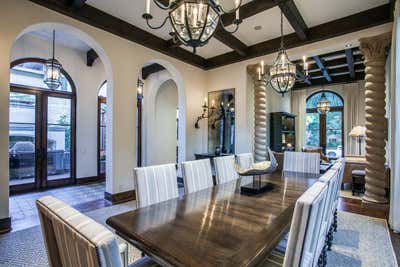  British Colonial Cottage Country House Dining Room. Spanish Colonial Revival, Dallas by Maienza Wilson.