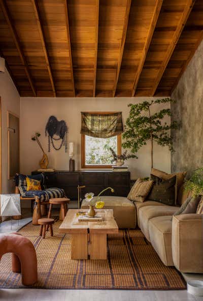  French Rustic Family Home Living Room. Silver Lake Treehouse by LP Creative.