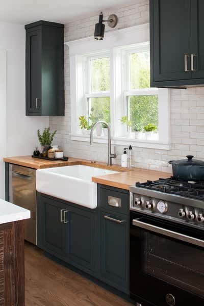  Craftsman Mid-Century Modern Family Home Kitchen. Poinsettia by Kelly Martin Interiors.