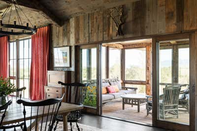  Rustic Dining Room. Fly Fishing Cabin  by Abby Hetherington Interiors.