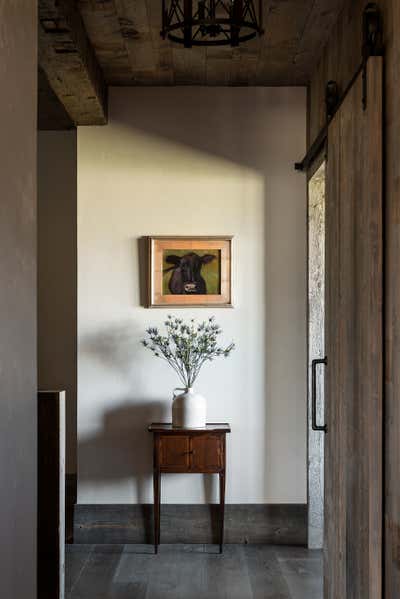  Western Rustic Entry and Hall. Fly Fishing Cabin  by Abby Hetherington Interiors.
